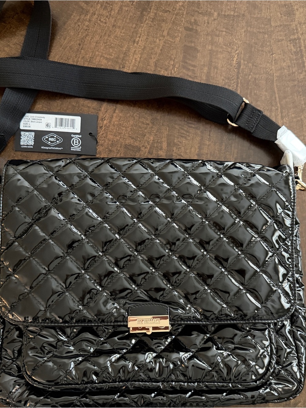MZ Wallace Black Quilted Patent Crossbody with Gold Hardware - Picture 5 of 8